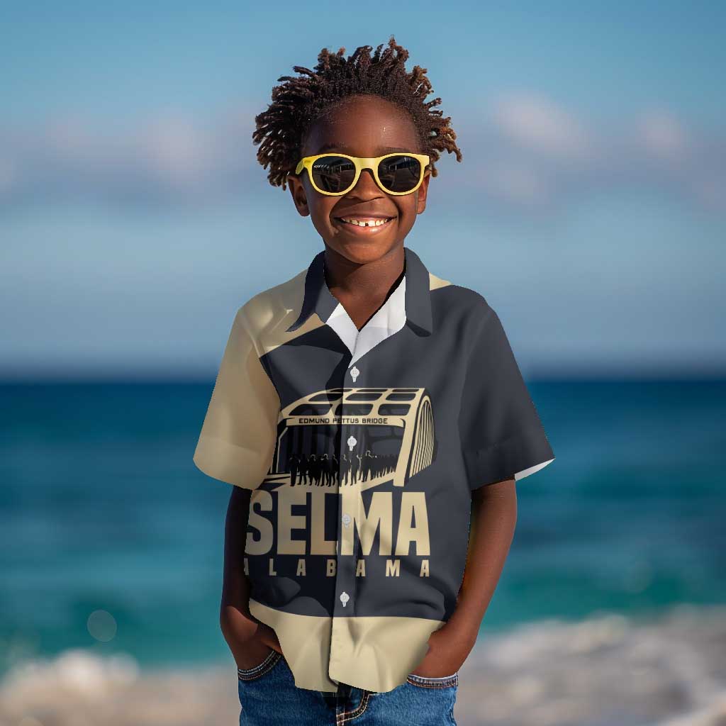 John Lewis Kid Hawaiian Shirt with Selma Bridge Graphic Civil Rights and Voting Rights Tribute - African Pride