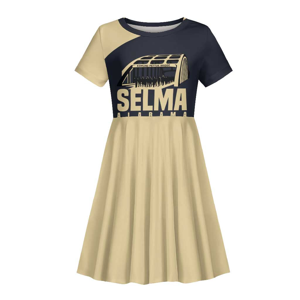John Lewis Kid Short Sleeve Dress with Selma Bridge Graphic Civil Rights and Voting Rights Tribute - African Pride
