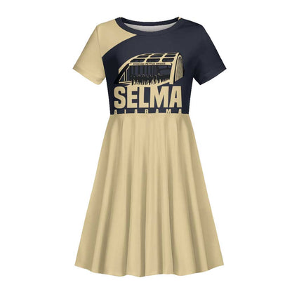 John Lewis Kid Short Sleeve Dress with Selma Bridge Graphic Civil Rights and Voting Rights Tribute - African Pride