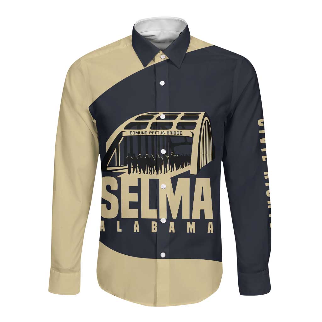John Lewis Long Sleeve Button Shirt with Selma Bridge Graphic Civil Rights and Voting Rights Tribute - African Pride