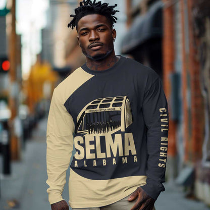John Lewis Long Sleeve Shirt with Selma Bridge Graphic Civil Rights and Voting Rights Tribute - African Pride