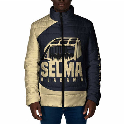 John Lewis Padded Jacket with Selma Bridge Graphic Civil Rights and Voting Rights Tribute - African Pride