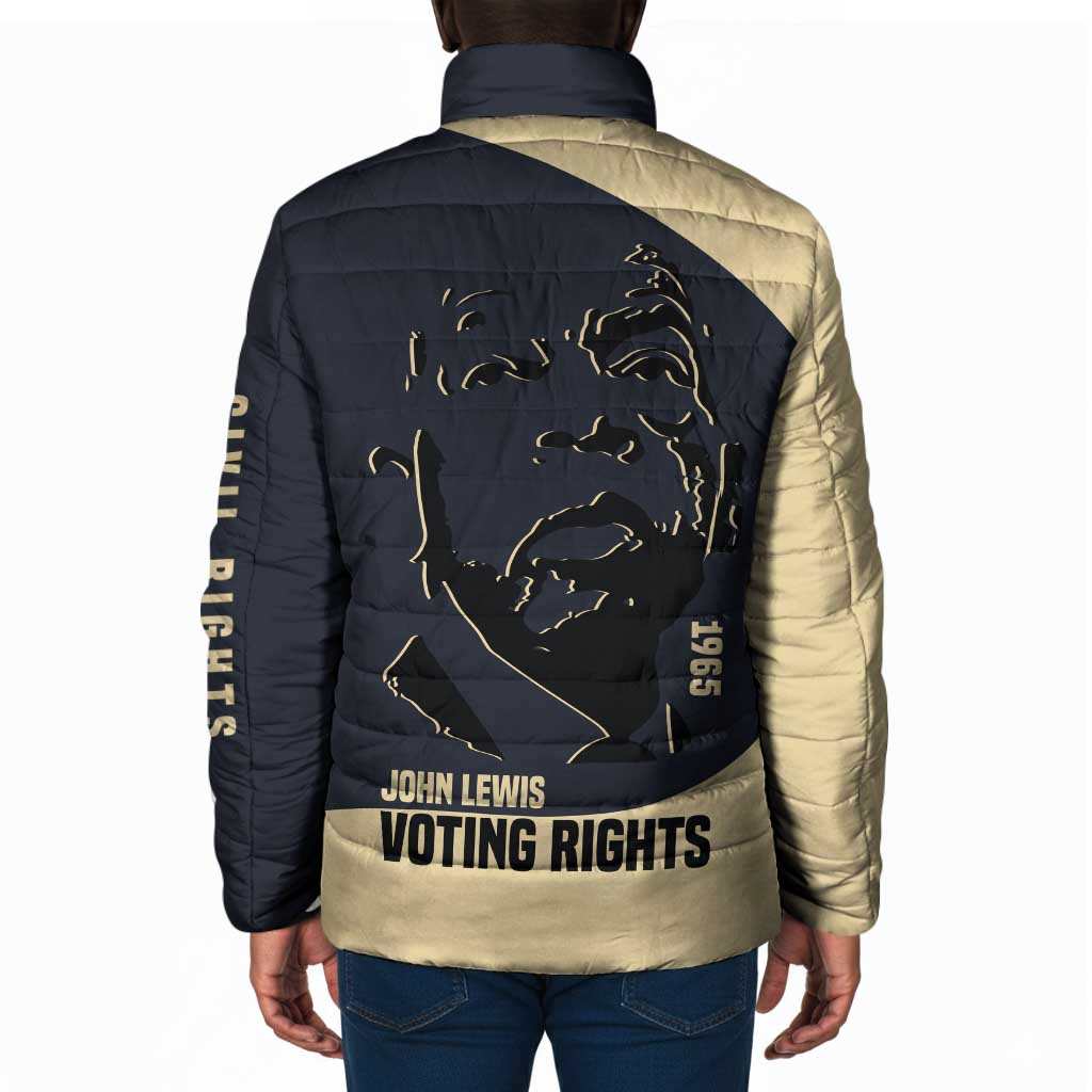 John Lewis Padded Jacket with Selma Bridge Graphic Civil Rights and Voting Rights Tribute - African Pride