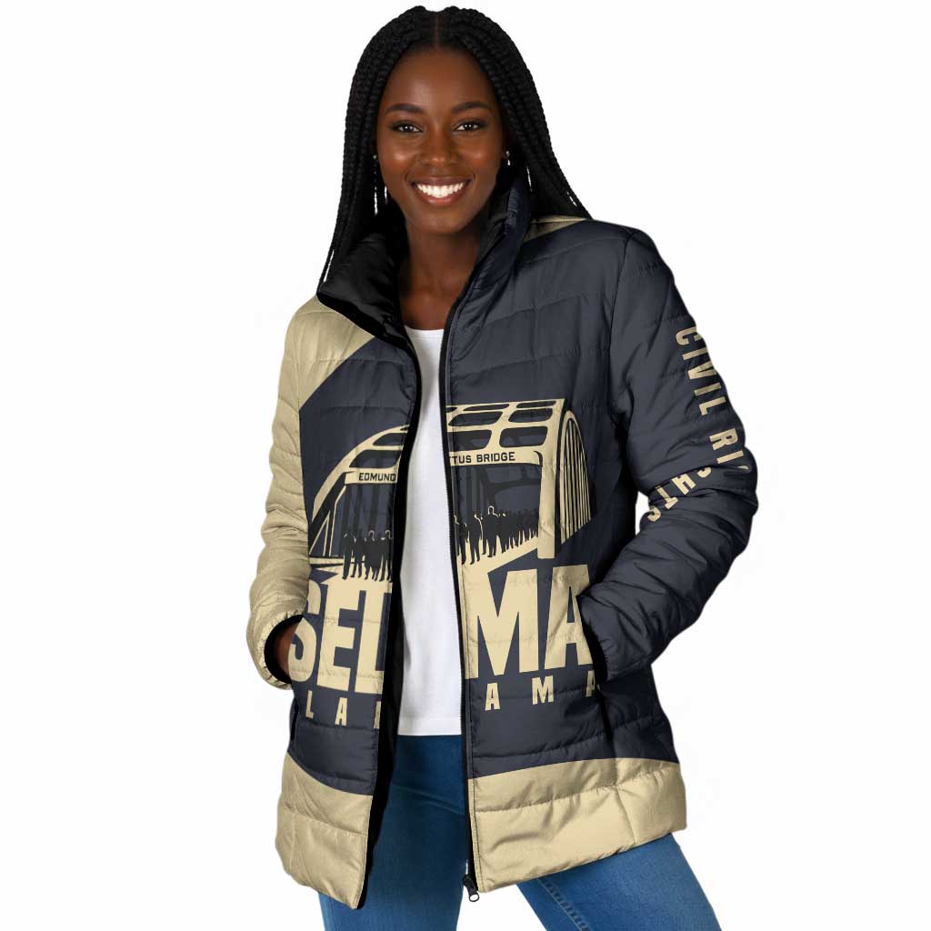 John Lewis Padded Jacket with Selma Bridge Graphic Civil Rights and Voting Rights Tribute - African Pride