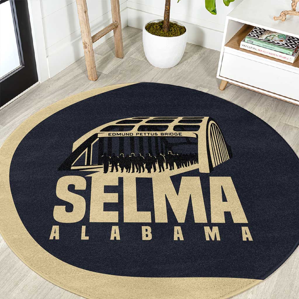 John Lewis Round Carpet with Selma Bridge Graphic Civil Rights and Voting Rights Tribute - African Pride