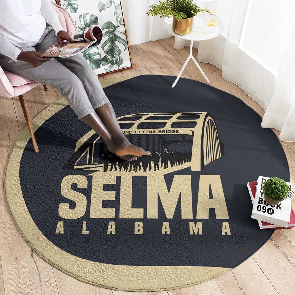 John Lewis Round Carpet with Selma Bridge Graphic Civil Rights and Voting Rights Tribute - African Pride