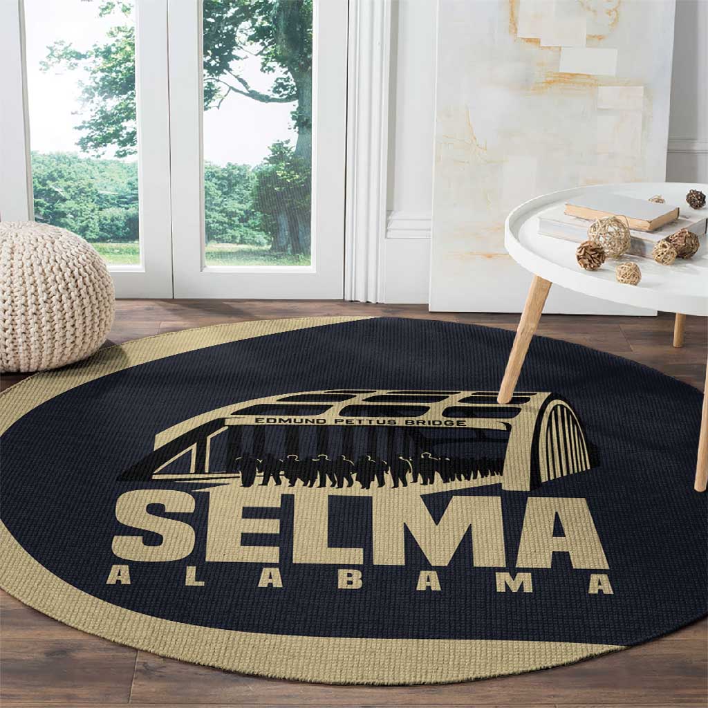 John Lewis Round Carpet with Selma Bridge Graphic Civil Rights and Voting Rights Tribute - African Pride
