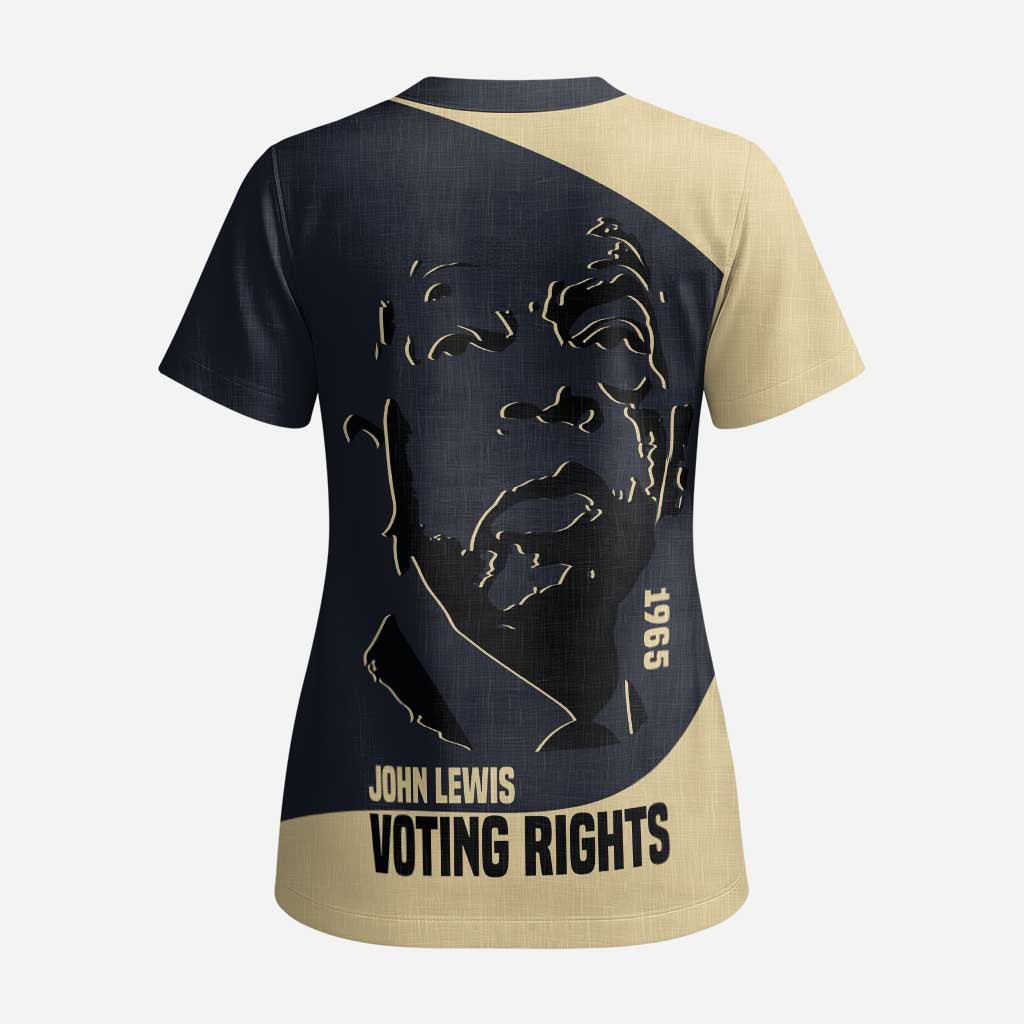 John Lewis Scrub Top with Selma Bridge Graphic Civil Rights and Voting Rights Tribute - African Pride