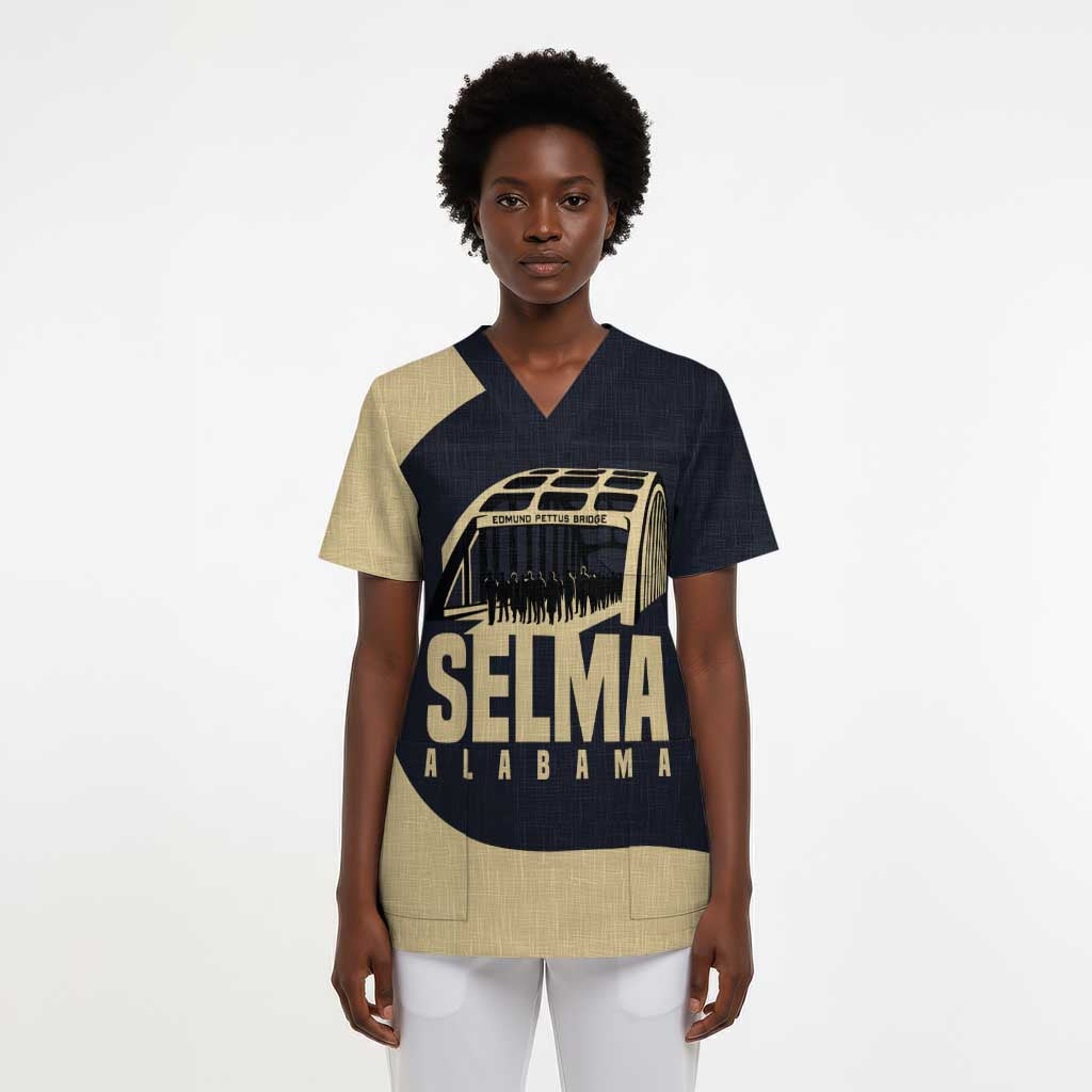 John Lewis Scrub Top with Selma Bridge Graphic Civil Rights and Voting Rights Tribute - African Pride