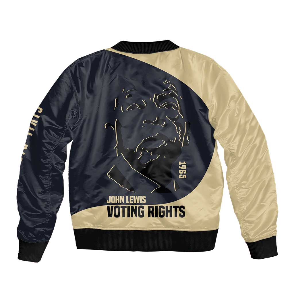 John Lewis Sleeve Zip Bomber Jacket with Selma Bridge Graphic Civil Rights and Voting Rights Tribute - African Pride