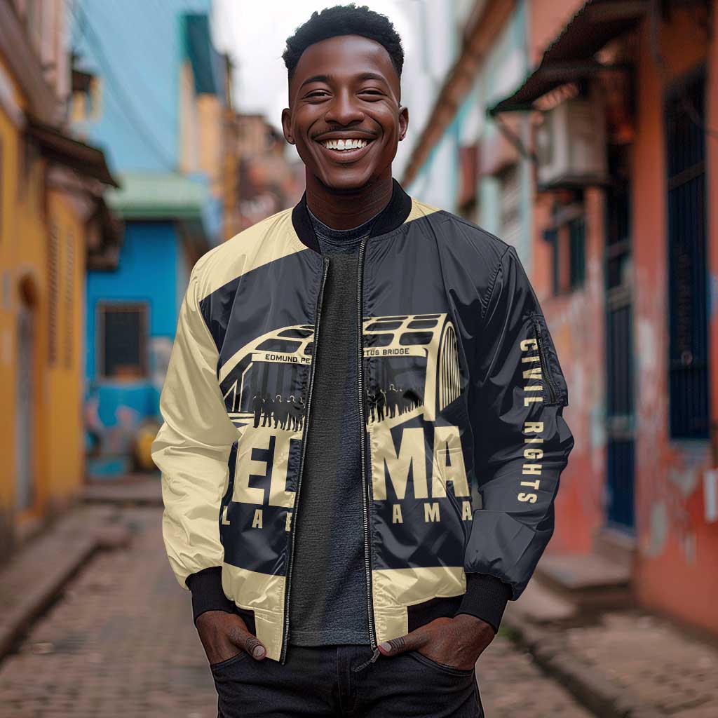 John Lewis Sleeve Zip Bomber Jacket with Selma Bridge Graphic Civil Rights and Voting Rights Tribute - African Pride