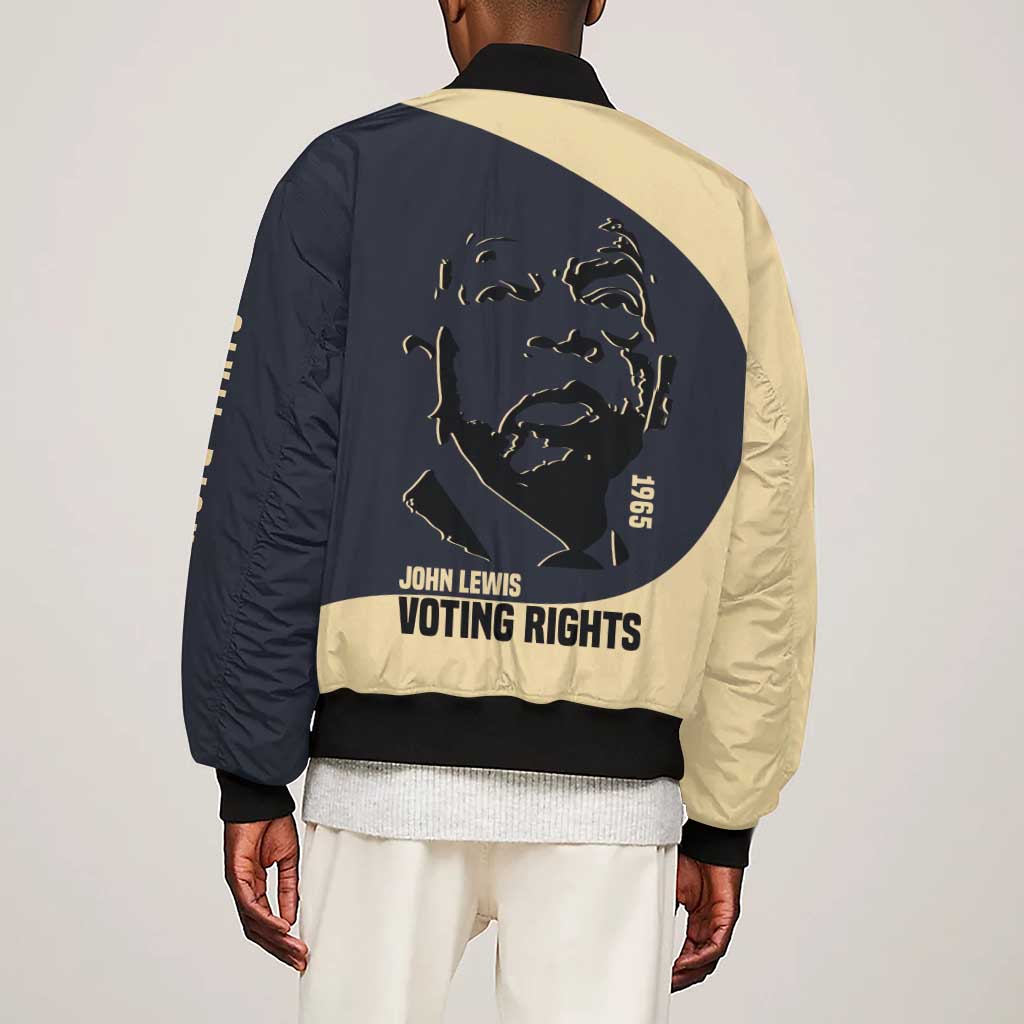 John Lewis Sleeve Zip Bomber Jacket with Selma Bridge Graphic Civil Rights and Voting Rights Tribute - African Pride