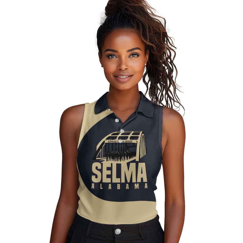 John Lewis Women Sleeveless Polo Shirt with Selma Bridge Graphic Civil Rights and Voting Rights Tribute - African Pride