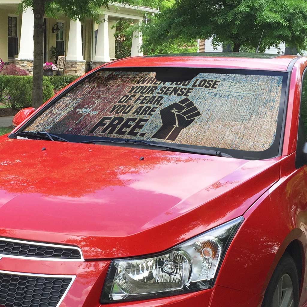 John Lewis Auto Sun Shade with Freedom Quote Graphic Civil Rights and Legacy Tribute - African Pride