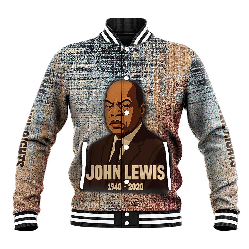 John Lewis Baseball Jacket with Freedom Quote Graphic Civil Rights and Legacy Tribute - African Pride