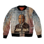 John Lewis Bomber Jacket with Freedom Quote Graphic Civil Rights and Legacy Tribute - African Pride