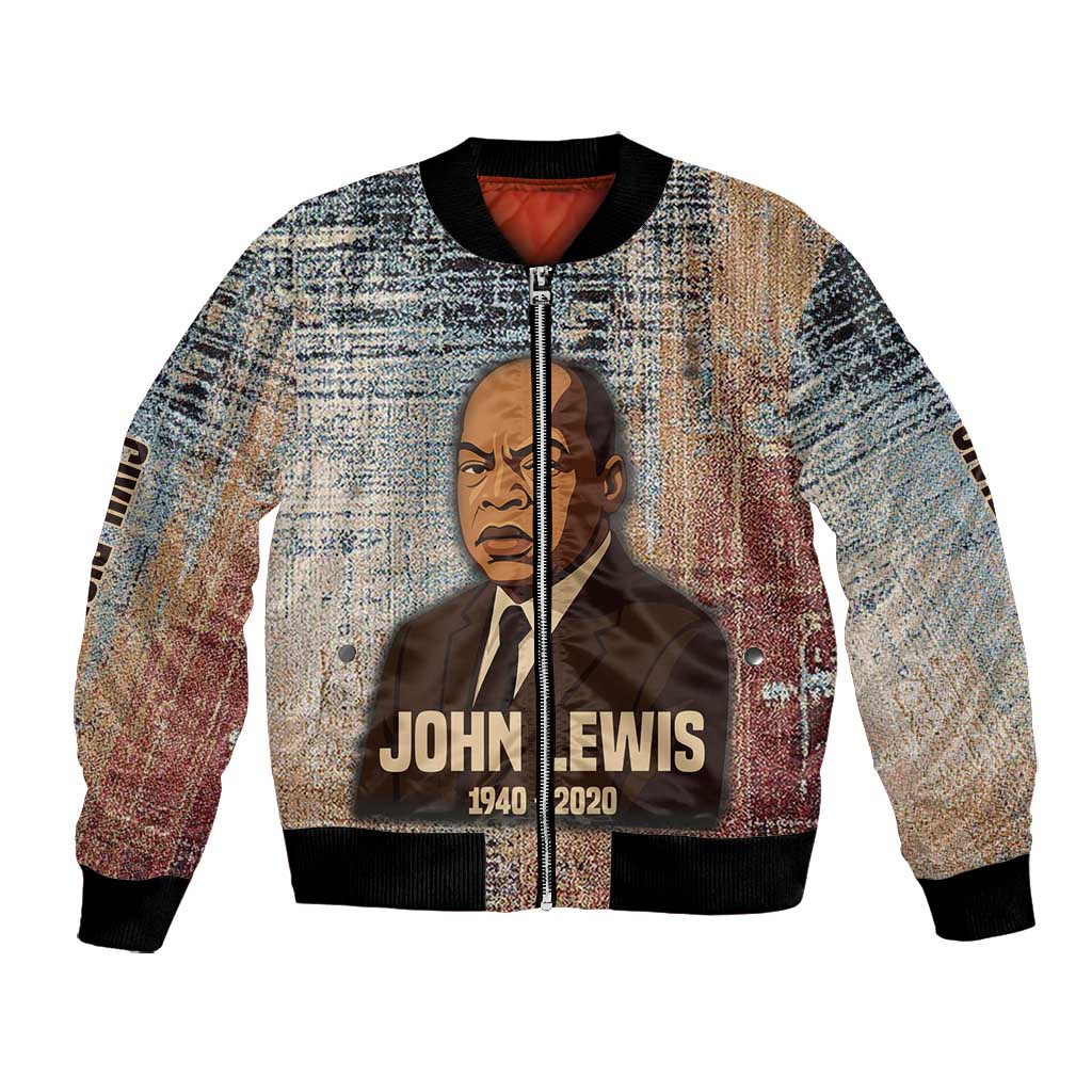 John Lewis Bomber Jacket with Freedom Quote Graphic Civil Rights and Legacy Tribute - African Pride