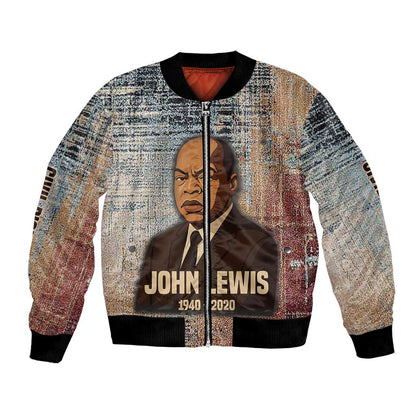 John Lewis Bomber Jacket with Freedom Quote Graphic Civil Rights and Legacy Tribute - African Pride