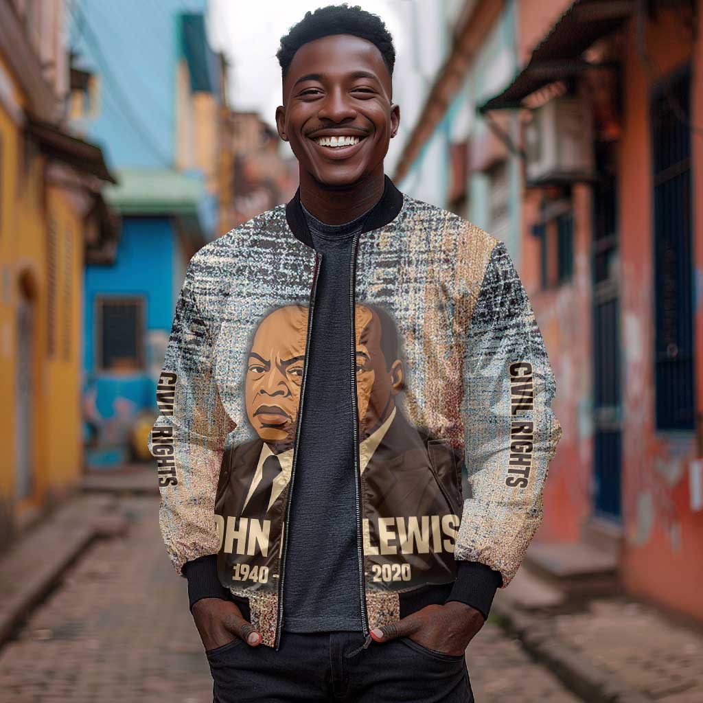 John Lewis Bomber Jacket with Freedom Quote Graphic Civil Rights and Legacy Tribute - African Pride