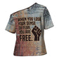 John Lewis Cross Shoulder Shirt with Freedom Quote Graphic Civil Rights and Legacy Tribute - African Pride