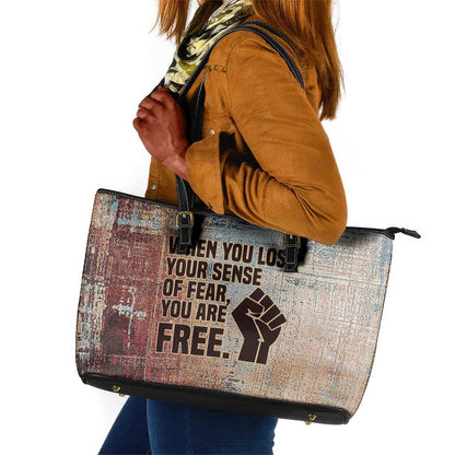 John Lewis Leather Tote Bag with Freedom Quote Graphic Civil Rights and Legacy Tribute - African Pride