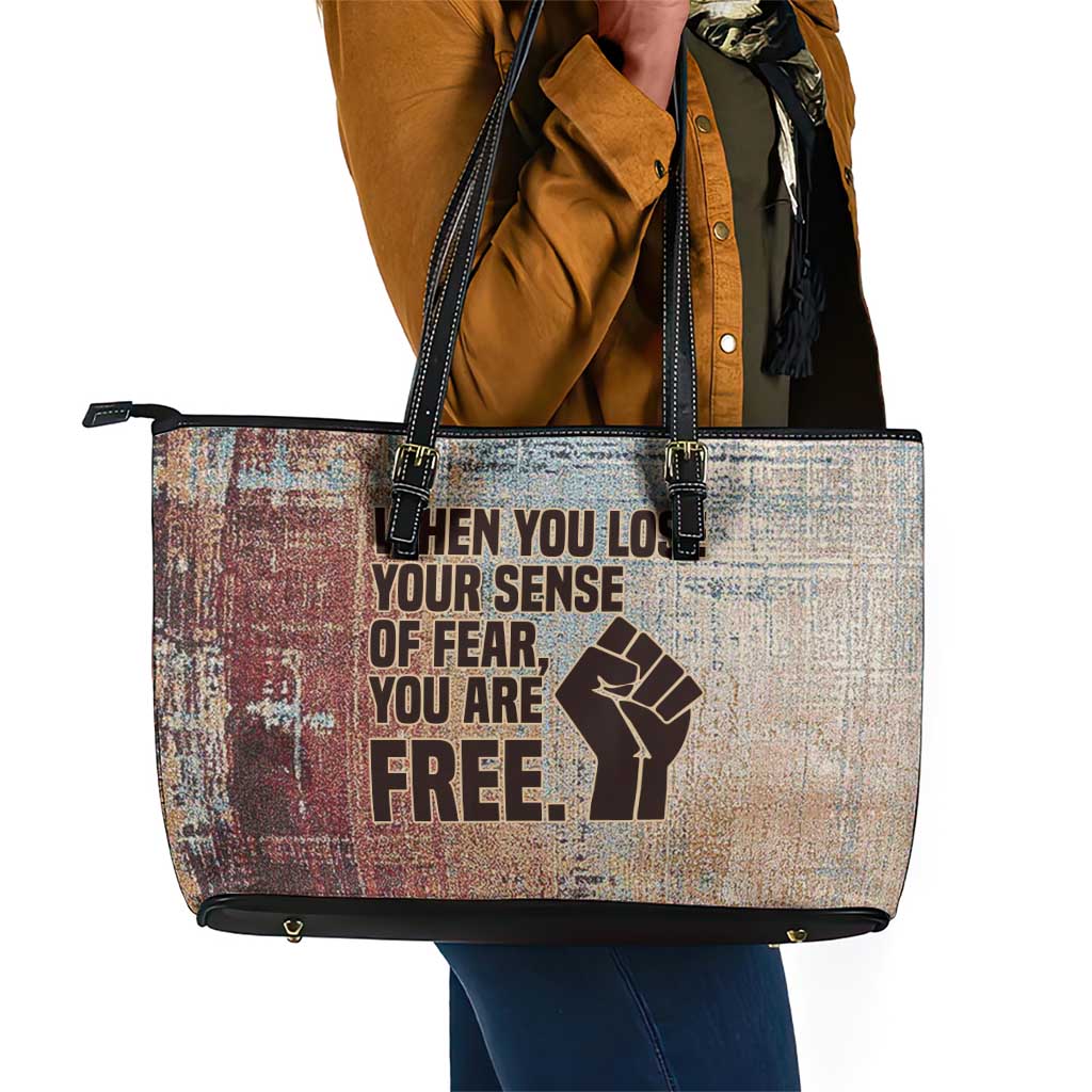 John Lewis Leather Tote Bag with Freedom Quote Graphic Civil Rights and Legacy Tribute - African Pride