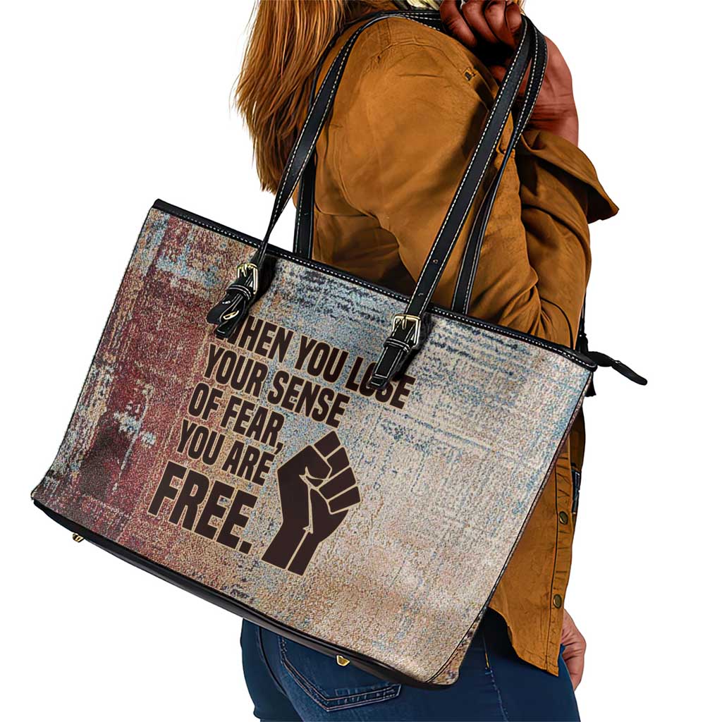 John Lewis Leather Tote Bag with Freedom Quote Graphic Civil Rights and Legacy Tribute - African Pride