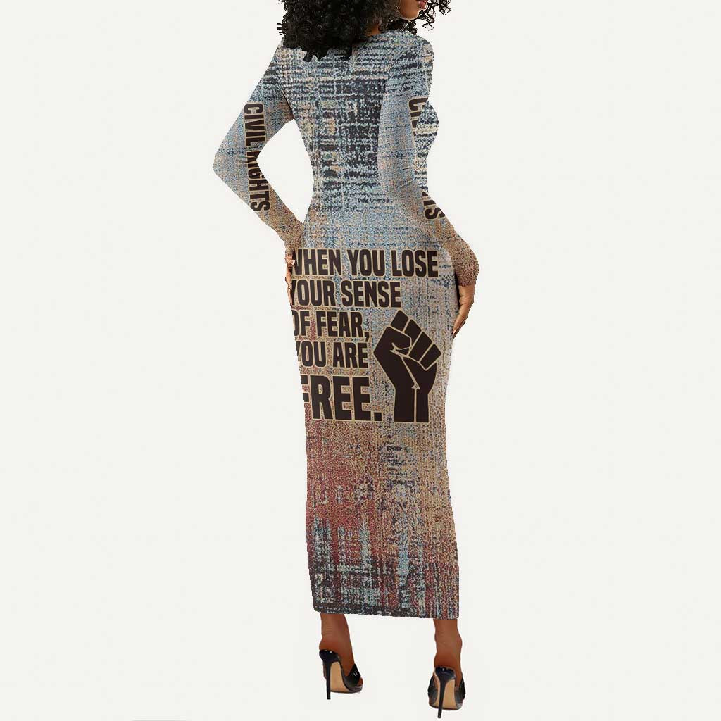 John Lewis Long Sleeve Bodycon Dress with Freedom Quote Graphic Civil Rights and Legacy Tribute - African Pride