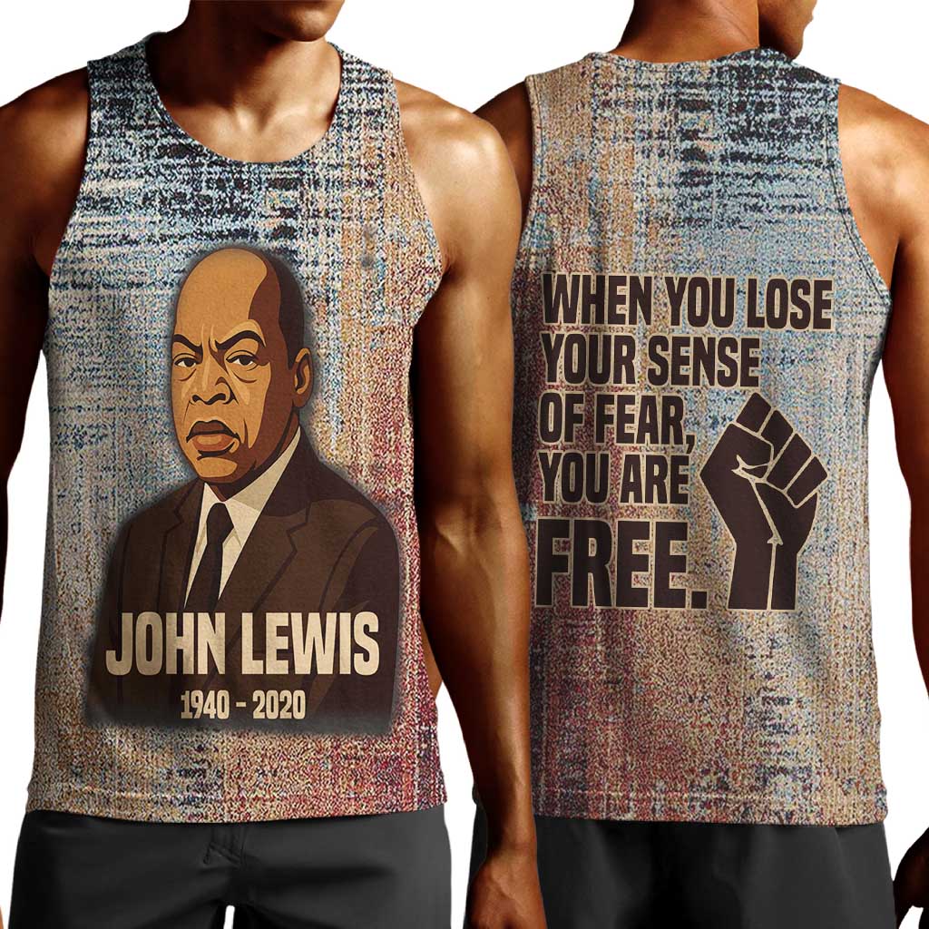 John Lewis Men Tank Top with Freedom Quote Graphic Civil Rights and Legacy Tribute - African Pride