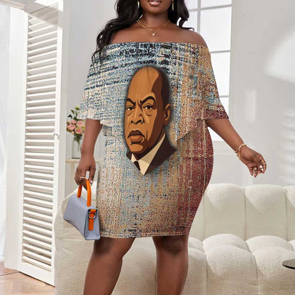 John Lewis Off Shoulder Short Dress with Freedom Quote Graphic Civil Rights and Legacy Tribute - African Pride