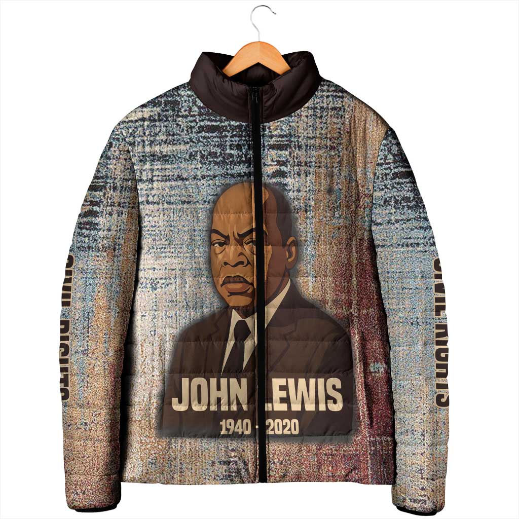 John Lewis Padded Jacket with Freedom Quote Graphic Civil Rights and Legacy Tribute - African Pride