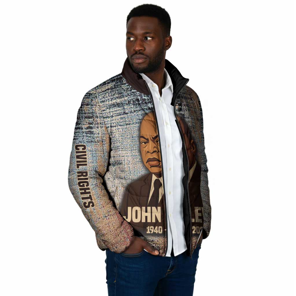 John Lewis Padded Jacket with Freedom Quote Graphic Civil Rights and Legacy Tribute - African Pride
