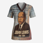 John Lewis Scrub Top with Freedom Quote Graphic Civil Rights and Legacy Tribute - African Pride
