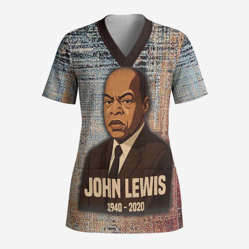 John Lewis Scrub Top with Freedom Quote Graphic Civil Rights and Legacy Tribute - African Pride