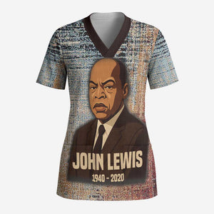 John Lewis Scrub Top with Freedom Quote Graphic Civil Rights and Legacy Tribute - African Pride
