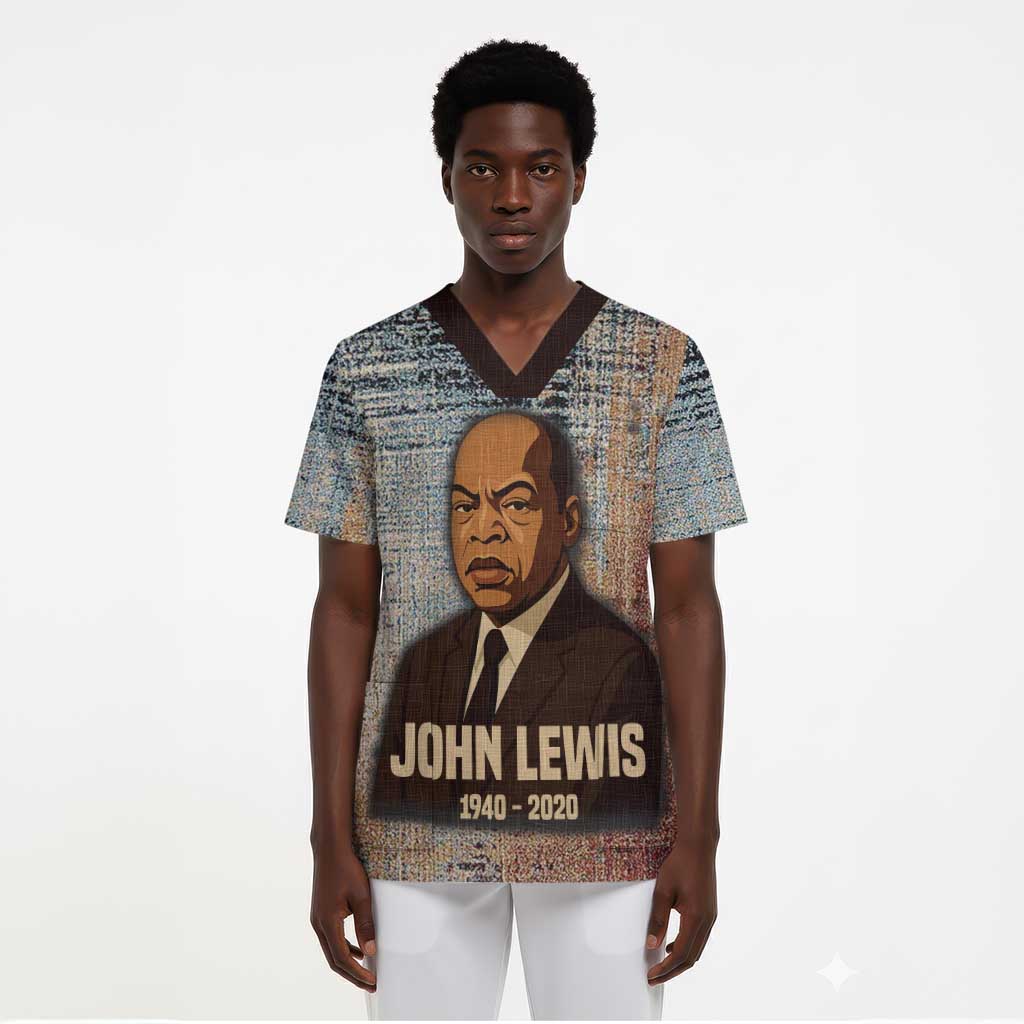 John Lewis Scrub Top with Freedom Quote Graphic Civil Rights and Legacy Tribute - African Pride