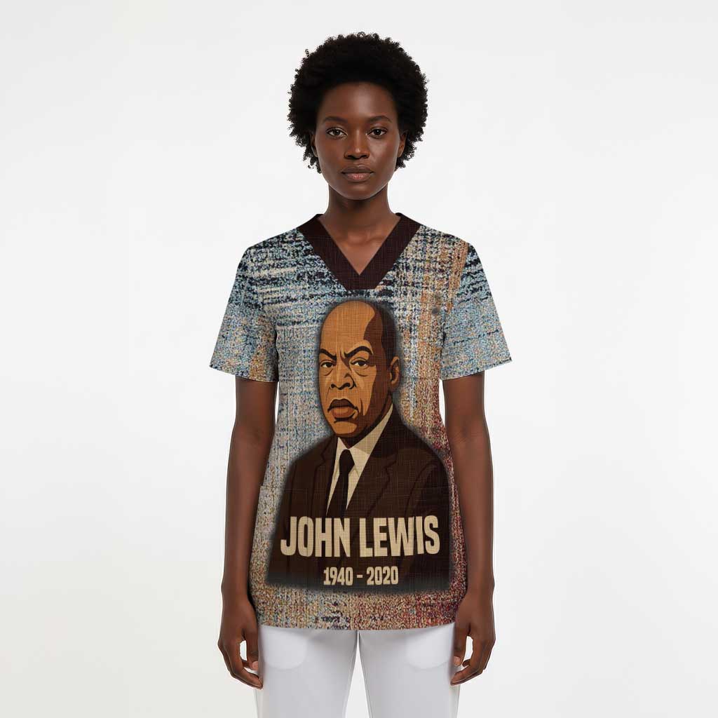 John Lewis Scrub Top with Freedom Quote Graphic Civil Rights and Legacy Tribute - African Pride