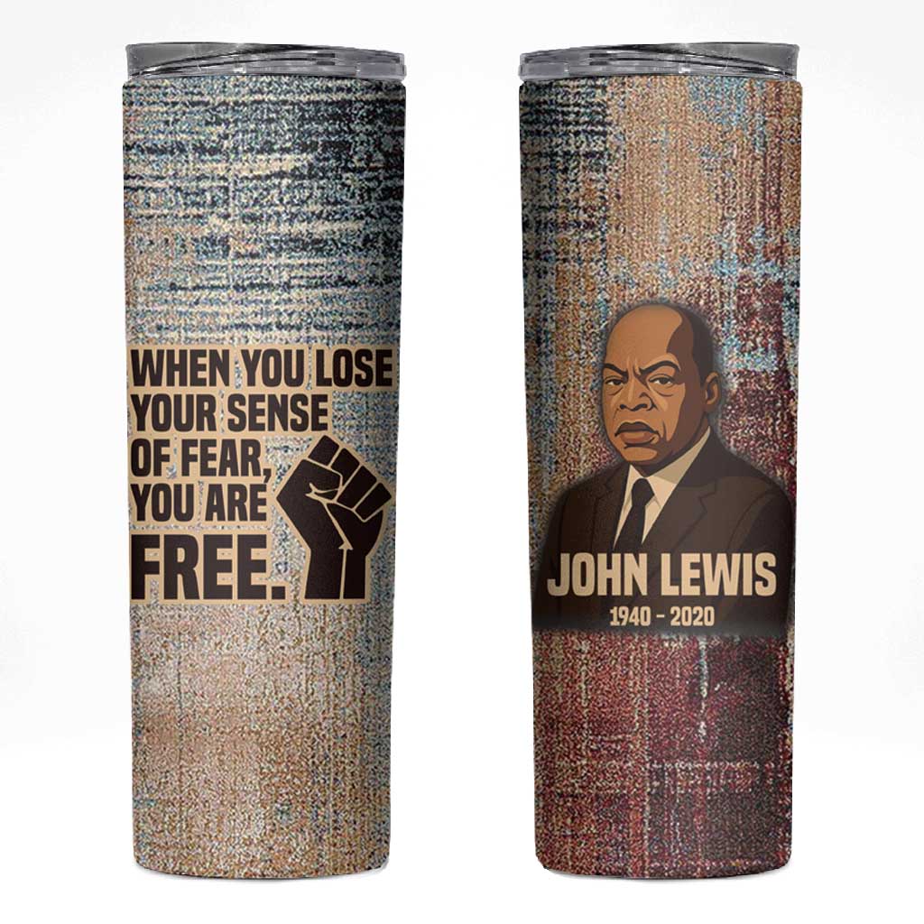 John Lewis Skinny Tumbler with Freedom Quote Graphic Civil Rights and Legacy Tribute - African Pride