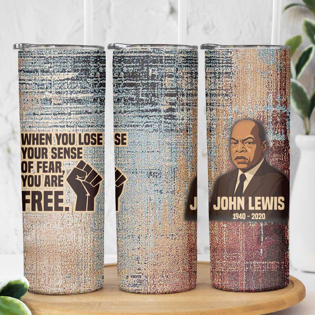 John Lewis Skinny Tumbler with Freedom Quote Graphic Civil Rights and Legacy Tribute - African Pride