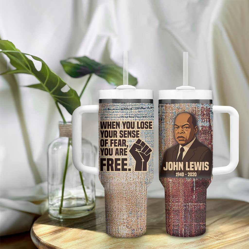 John Lewis Tumbler With Handle with Freedom Quote Graphic Civil Rights and Legacy Tribute - African Pride