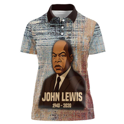 John Lewis Women Polo Shirt with Freedom Quote Graphic Civil Rights and Legacy Tribute - African Pride
