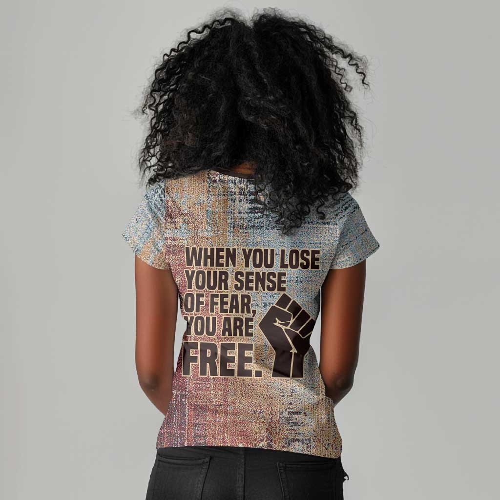 John Lewis Women V-Neck T-Shirt with Freedom Quote Graphic Civil Rights and Legacy Tribute - African Pride