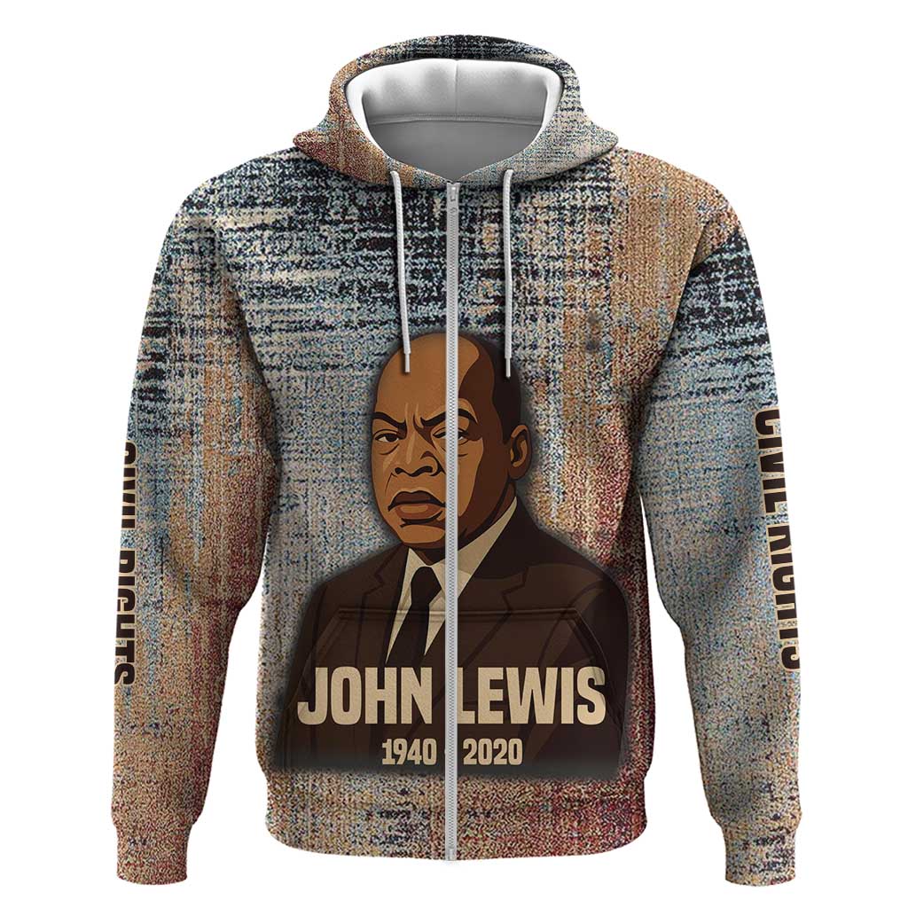 John Lewis Zip Hoodie with Freedom Quote Graphic Civil Rights and Legacy Tribute - African Pride