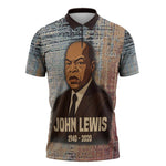 John Lewis Zipper Polo Shirt with Freedom Quote Graphic Civil Rights and Legacy Tribute - African Pride