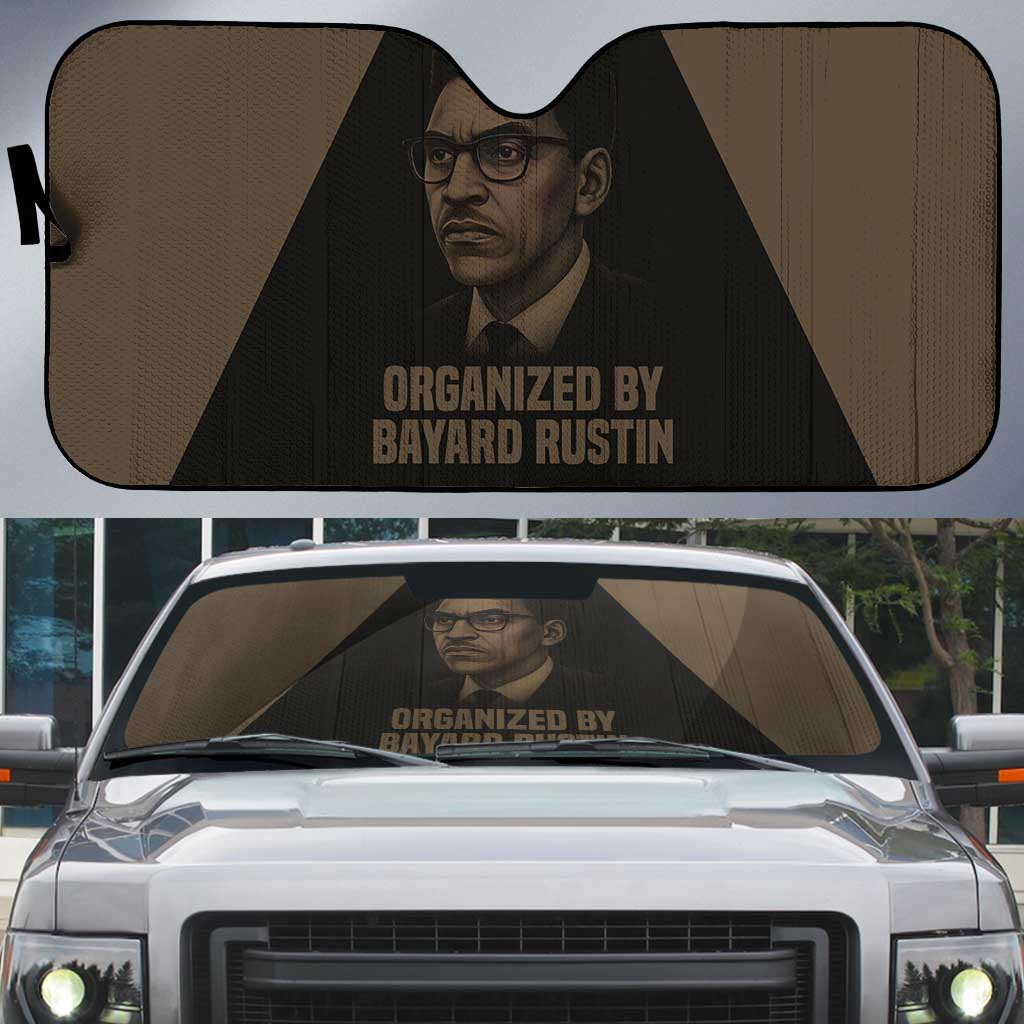 Bayard Rustin Auto Sun Shade with March on Washington Design Civil Rights Organizer Tribute - African Pride