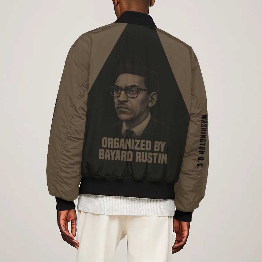 Bayard Rustin Bomber Jacket with March on Washington Design Civil Rights Organizer Tribute - African Pride
