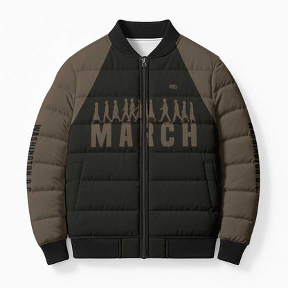 Bayard Rustin Bomber Puffer Jacket with March on Washington Design Civil Rights Organizer Tribute - African Pride
