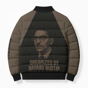 Bayard Rustin Bomber Puffer Jacket with March on Washington Design Civil Rights Organizer Tribute - African Pride