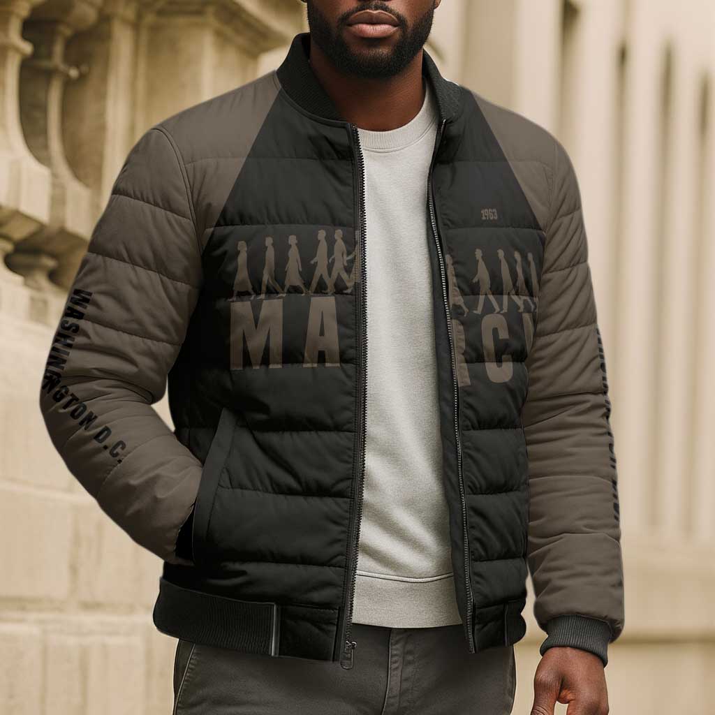 Bayard Rustin Bomber Puffer Jacket with March on Washington Design Civil Rights Organizer Tribute - African Pride