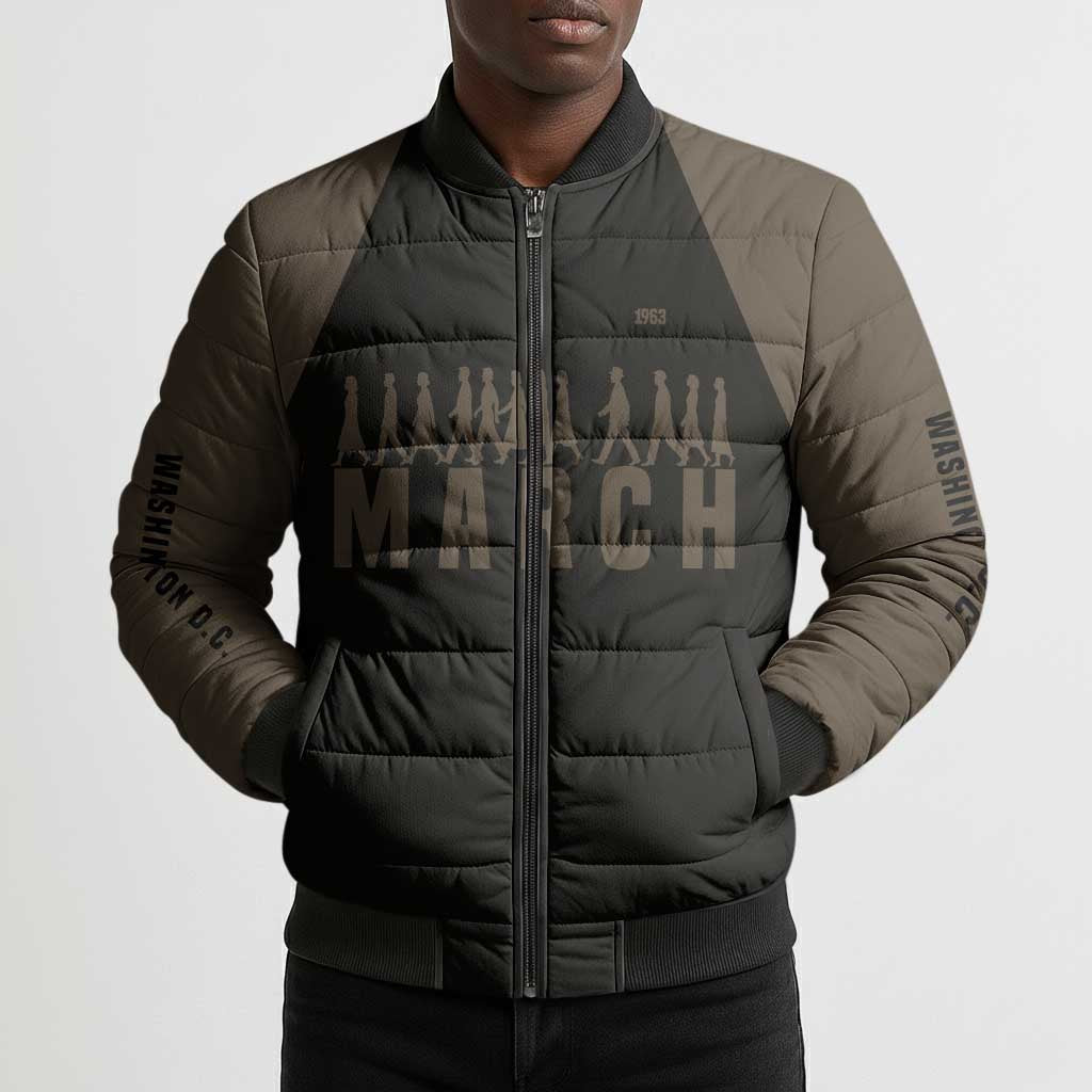 Bayard Rustin Bomber Puffer Jacket with March on Washington Design Civil Rights Organizer Tribute - African Pride